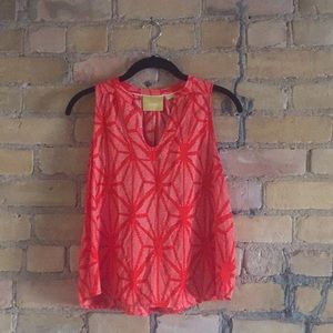 Anthropologie coral/orange tank blouse